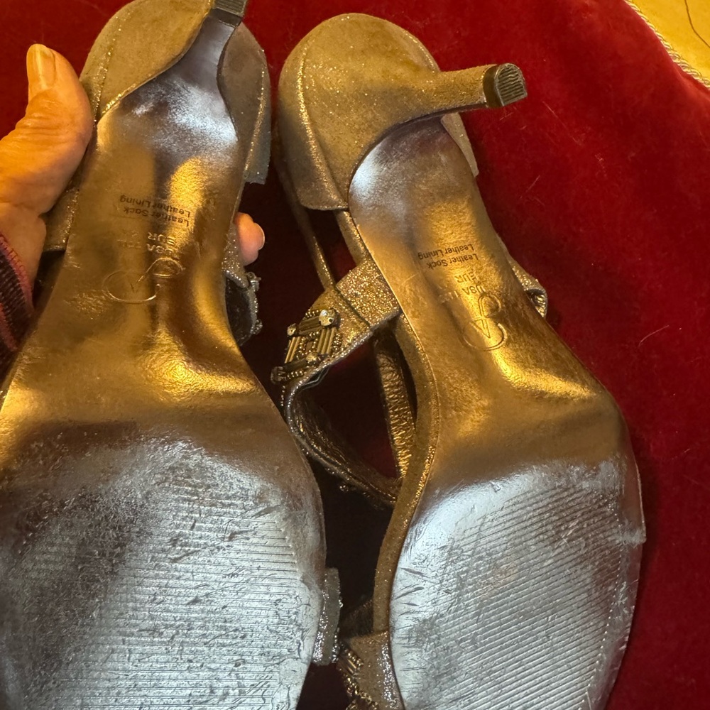 Adrianna Papell Metallic Beaded T‑Strap Heels - silver - Picture 4 of 5